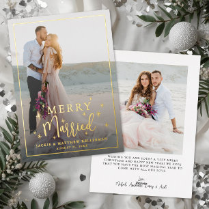 Carte De Vœux En Aluminium Merry And Married Élégant Photo