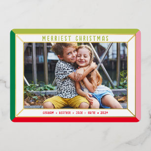 Carte De Vœux En Aluminium MERRY CHRISTMAS famille photo bloc couleur frontiè