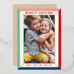 Carte De Vœux En Aluminium MERRY CHRISTMAS moderne photo en gras frontière co