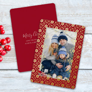 Carte De Vœux En Aluminium Merry Christmas Snowflake Elegant Red 1 Photo