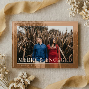 Carte De Vœux En Aluminium Merry & Engaged Photo de fiançailles personnalisée