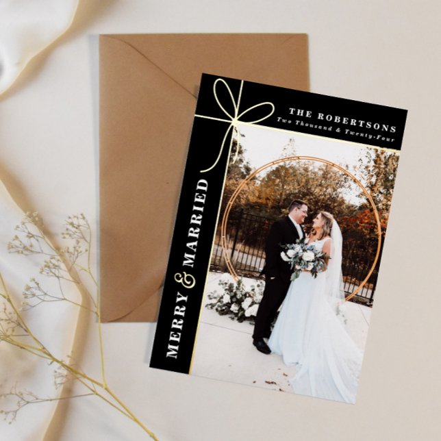 Carte De Vœux En Aluminium Merry & Married Mariage Foilé Merci (Créateur téléchargé)