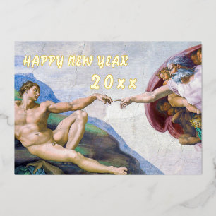 Carte De Vœux En Aluminium Michelangelo - Bonne année / Création d'Adam