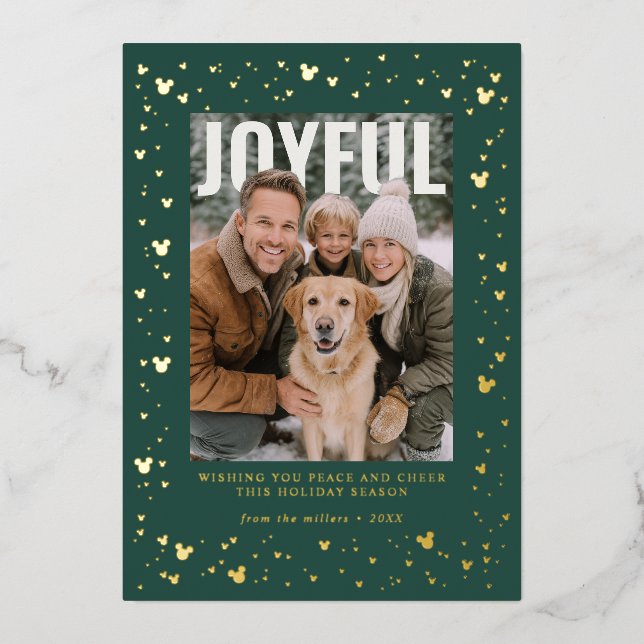 Carte De Vœux En Aluminium Mickey Joyful Holiday Photo  (Recto)