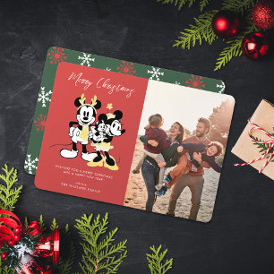 Carte De Vœux En Aluminium Mickey & Minnie   Photo de famille Noël joyeux 