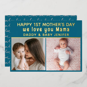 Carte De Vœux En Aluminium Mignonne maman de la première fête des mères Phot