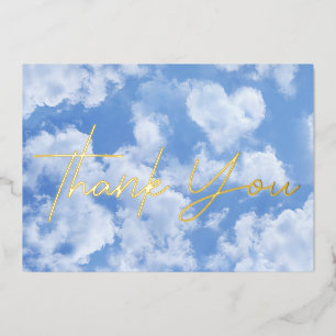 Carte De Vœux En Aluminium Mignonne Nuage En Forme De Coeur Dans Le Ciel Bleu