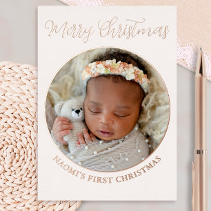 Carte De Vœux En Aluminium Mini photo mignonne Merry Baby's First Christmas