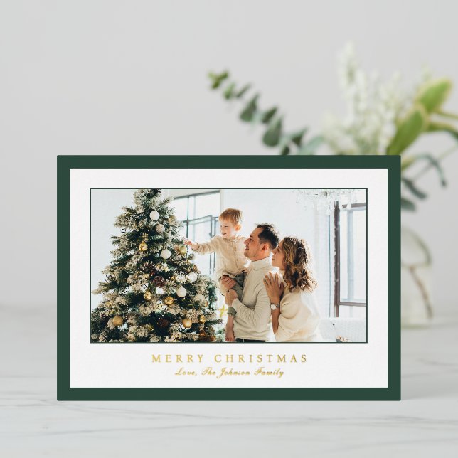 Carte De Vœux En Aluminium Miniature verte photo Noël élégant (Debout devant)