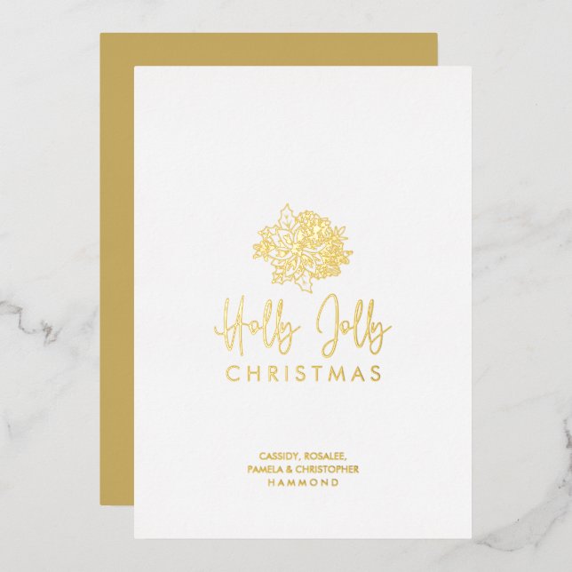 Carte De Vœux En Aluminium Minimalist Christmas Bouquet Script Calligraphy (Recto/Verso)