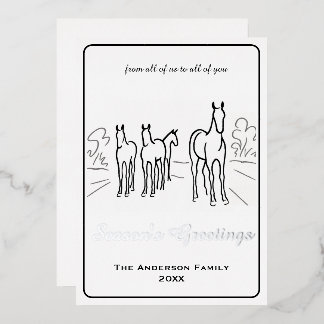 Carte De Vœux En Aluminium Minimalist Wild Horse Family Custom 