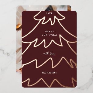 Carte De Vœux En Aluminium Minuscule Bourgogne - photo de l'arbre de Noël