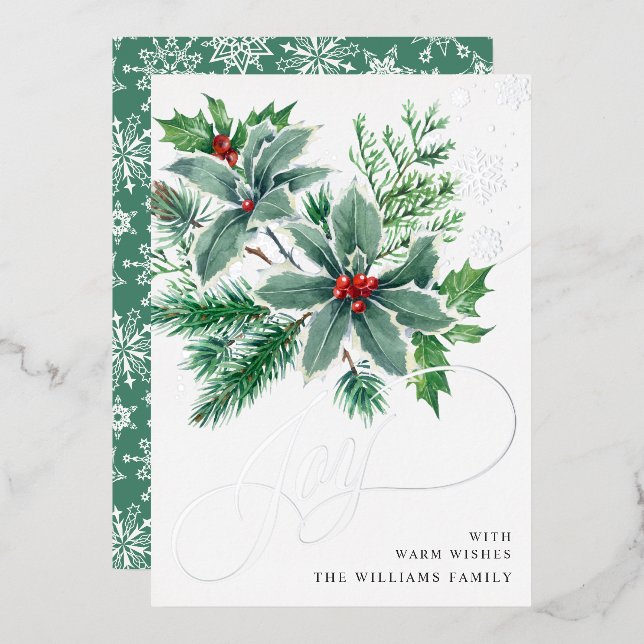 Carte De Vœux En Aluminium Mistletoe Sparkle Noël Salutation Argent (Recto/Verso)