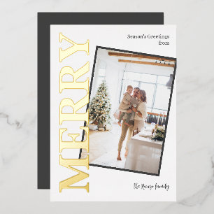 Carte De Vœux En Aluminium Modèle de photo joyeux avec signature Noël
