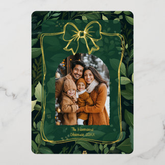 Carte De Vœux En Aluminium Modern Christmas Leaves Arch Photo Template