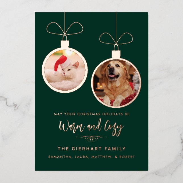 Carte De Vœux En Aluminium Modern Festive Pet Photos Christmas (Recto)