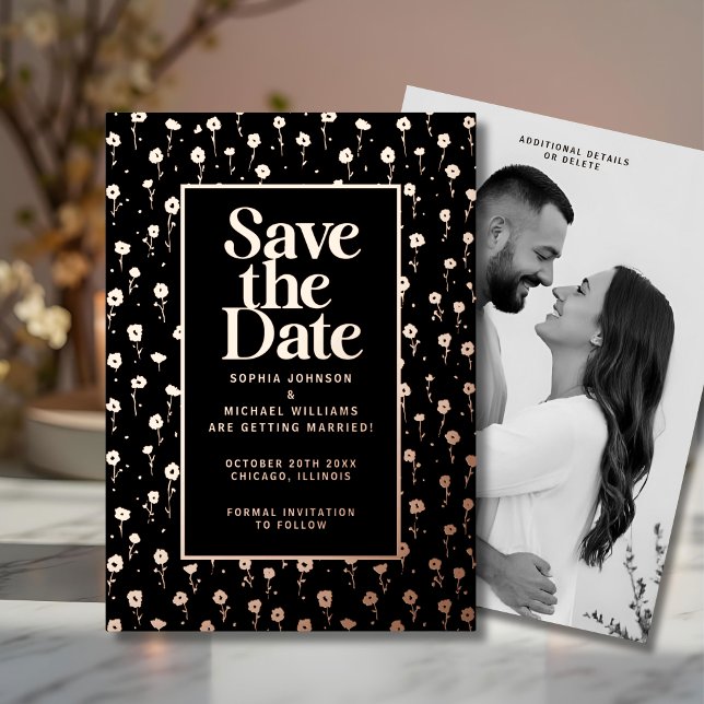Carte De Vœux En Aluminium Modern Save the Date Photo Modèle modifiable (Créateur téléchargé)