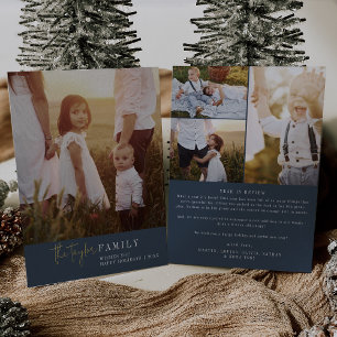 Carte De Vœux En Aluminium Moderne Chic Marine Foil Famille Photo Année en re