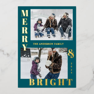 Carte De Vœux En Aluminium Moderne Joyeux et Lumineux 2 Photo Élégant Sarcell