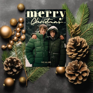 Carte De Vœux En Aluminium Moderne Minimaliste Joyeux Noël 1 Photo Élégant