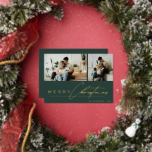 Moderne Script Minimal Photo Vert Joyeux Noël