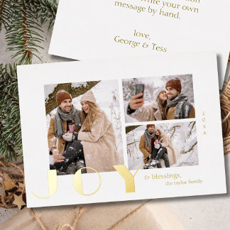 Carte De Vœux En Aluminium moderne simple Joy de Noël minimaliste photo or