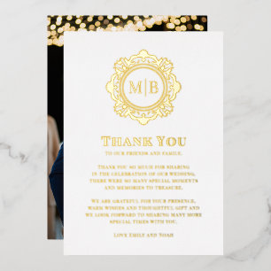 Carte De Vœux En Aluminium Monogramme floral orné Merci Mariage photo