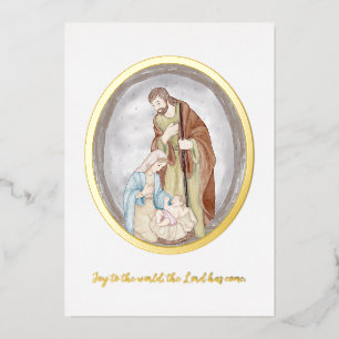 Carte De Vœux En Aluminium Nativité aquarelle Noël personnalisé