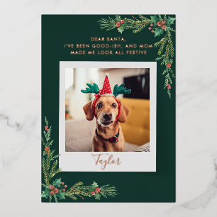 Carte De Vœux En Aluminium Naughty ou Nice mignon chien animal de compagnie p