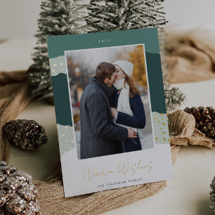 Carte De Vœux En Aluminium Neige Colorblock Vertical Photo Warm Wishes