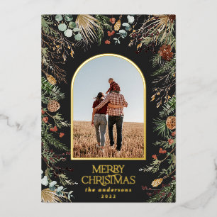 Carte De Vœux En Aluminium Noël 1 arche photo aquarelle botanique floral