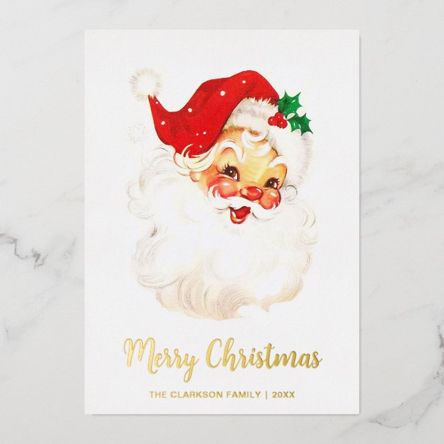 Carte De Vœux En Aluminium Noël au Père Noël Vintage (Recto)
