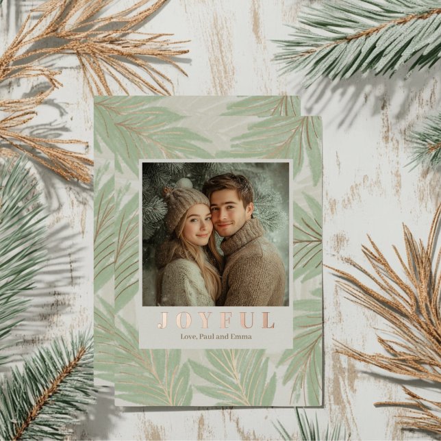 Carte De Vœux En Aluminium Noël aux palmiers verts (Pastel Green Foil Holiday Palm Tree Card )