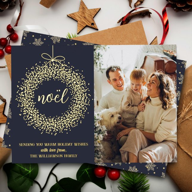 Carte De Vœux En Aluminium Noël branché Wreath Photo de Noël Real (Créateur téléchargé)