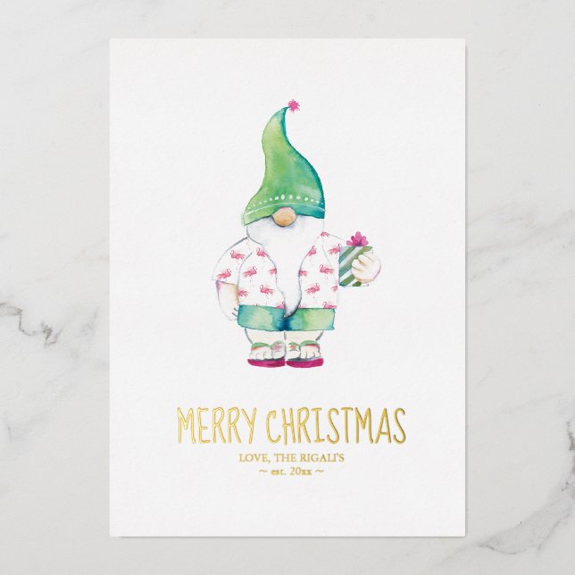 Carte De Vœux En Aluminium Noël dans l'aquarelle de Sand Père Noël (Recto)