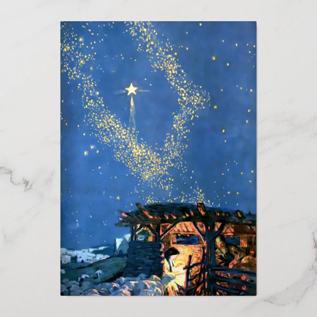 Carte De Vœux En Aluminium Noël de la première nativité Noel (Recto)