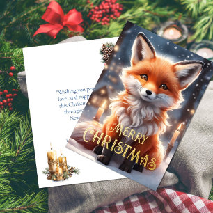 Carte De Vœux En Aluminium Noël d'hiver Red Fox