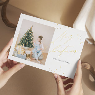 Carte De Vœux En Aluminium Noël d'or minimaliste moderne
