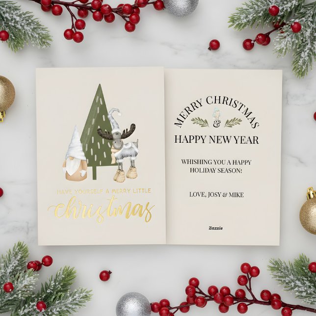 Carte De Vœux En Aluminium Noël du gnome nordique mou (nordic gnome christmas card)