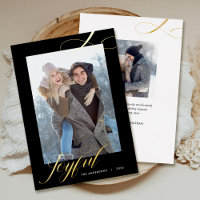 Noël Elegant Script Joyful Photo Gold
