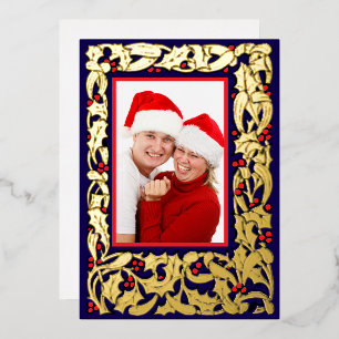 Carte De Vœux En Aluminium Noël Holly avec les baies rouges Frontière Photo