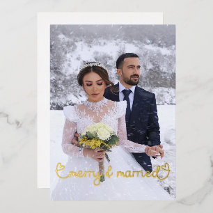 Carte De Vœux En Aluminium Noël Joyeux et Marié Photo Joyeux jours fériés