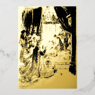 Carte De Vœux En Aluminium Noël Nativité Vintage Ère Victorienne 1895