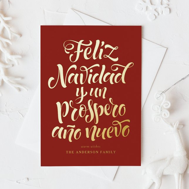 Carte De Vœux En Aluminium Noël Red Feliz Navidad (Créateur téléchargé)