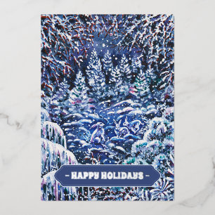 Carte De Vœux En Aluminium Noël Silent Night Peint À La Main