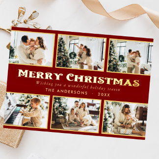 Carte De Vœux En Aluminium Noël Simple Multi Photo Classique