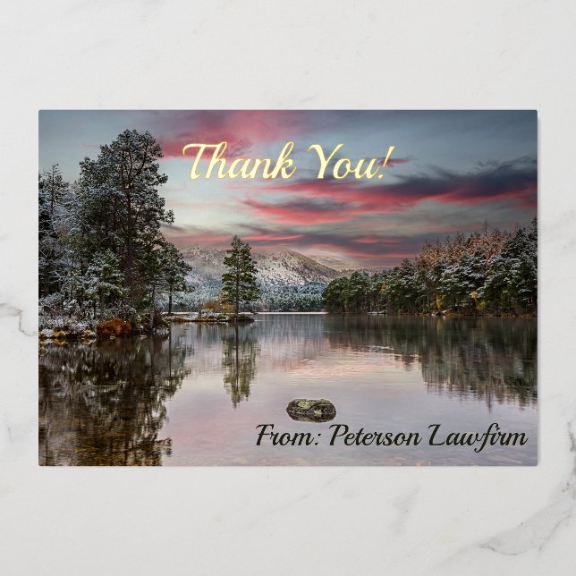 Carte De Vœux En Aluminium Noël Snowy Merci paysage (Recto)
