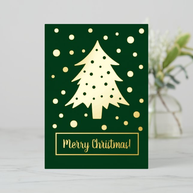 Carte De Vœux En Aluminium Noël vert Noël Arbre Noël Fête avec tes mots (Debout devant)