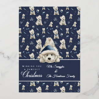 Carte De Vœux En Aluminium Noël Westie blanc