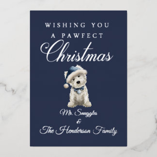Carte De Vœux En Aluminium Noël Westie blanc